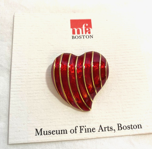 Vintage red enameled heart - red,