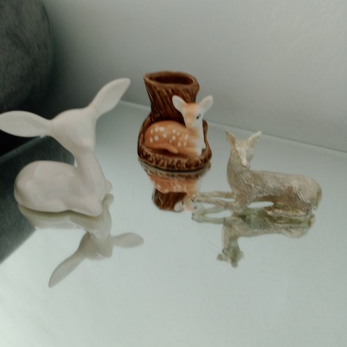 Vintage silver ceramic deer - vintage,