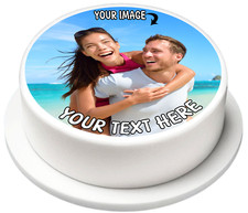 ROUND EDIBLE CAKE TOPPER with YOUR PHOTO / MESSAGE - WAFER/ICING - 4" to 11"