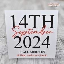 Personalised All About Us Anniversary Card Husband Boyfriend Fiance Partner