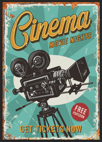 Cinema vintage movie metal - movie, tin