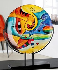 GIANT 59 Striking Abstract Picassa Style Murano Art Glass Disk on Stand