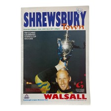 Shrewsbury Town vs Walsall Football Programme August 19th 1995 Vintage Matchday