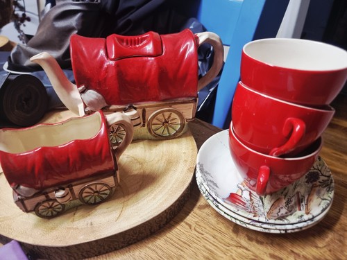 Wagon trail teapot cream - cream, jug