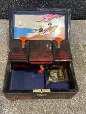 Vintage Mid-Century Hand Painted Japanese Lacquered Jewellery/Vanity Box 