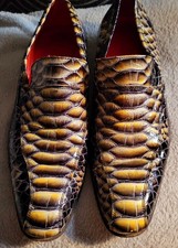 VERO CUOIO LAVORAZIONE A MANO GENUINE LEATHER UPPER AND SOLE ALLIGATOR SHOES