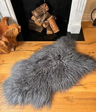 Genuine Sheepskin Rug Grey Curly Size Medium