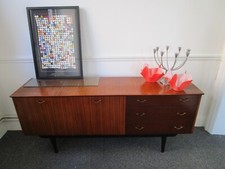 Retro 1960's Teak Sideboard Tv Unit Storage Drawers Cupboard Drinks Cabinet
