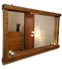 **** HANDCRAFTED Farmhouse/Country/ Rustic Light Oak Finished Chunky Wood Mirror