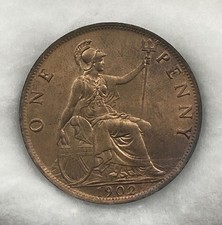 1902 LOW TIDE Edvard VII 1d penny top grade EF/UNC with lustre