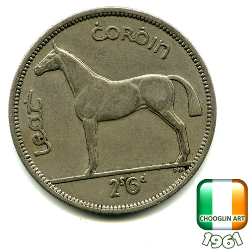 Irish 1961 half - half, crown