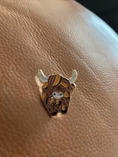 Highland Cow Brooch Metal & Enamel New UK Seller