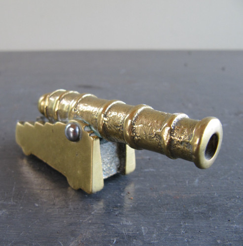 Small vintage brass cannon - vintage,