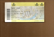 Used Ticket - Newcastle United v Hull City 13.9.2008