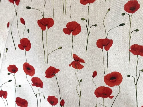 Red poppy printed cotton - red,