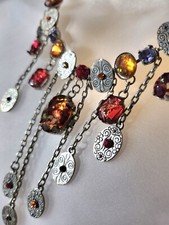 Eve Lady Steampunk Gothic Medieval Vicking Fire Opal Necklace