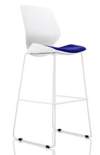 Florence Dynamic Visitor Reception Perch Chair High Stool Seat Blue Fabric