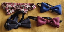 Bundle X 4 Bow Ties Black Navy Burgundy & Patterned Good Condition 