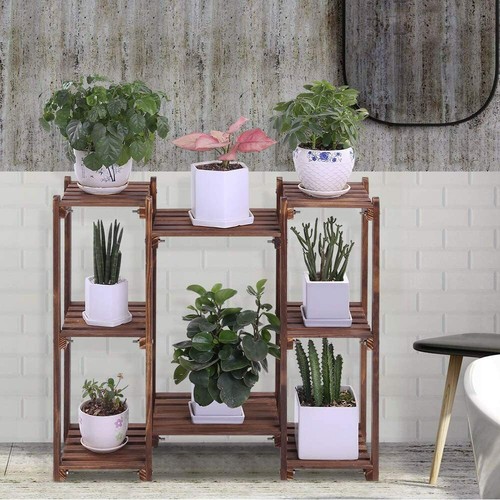 Pine wood plant stand - wood,
