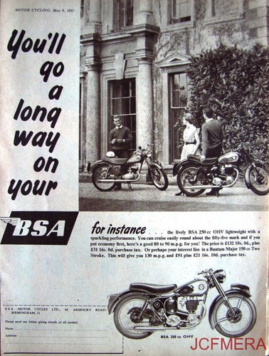 1957 motor cycle advert - cycle,