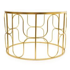 Gold Wavy Wire Coffee Table with Glass Top Success
