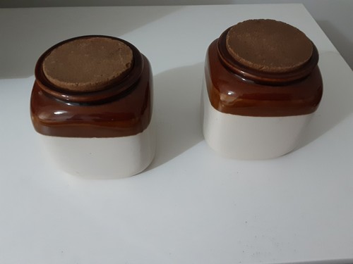 Vintage stoneware storage jars - vintage,
