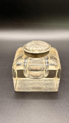 Vintage glass inkwell with - vintage,