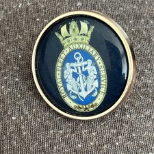 Royal Fleet Auxiliary Service Crest Gold Tone & Acrylic Enamel Lapel Pin Badge