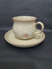Denby Daybreak White  Flowers Cup & Saucer 