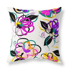 Funky Floral Grunge Zip FILLED CUSHION Multi-Coloured Designer