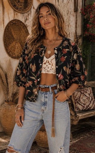 Oddi cropped floral jacket - cropped,