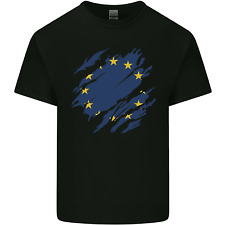Torn EU Flag European Union Flag Football Mens Light Cotton T-Shirt