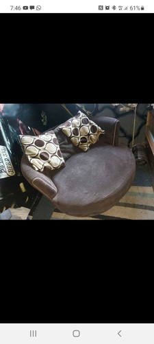 Brown cuddle swivel chair - chair,