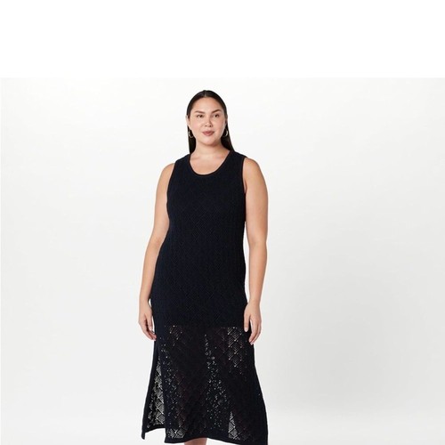 Sleeveless navy maxi knit - sleeveless,