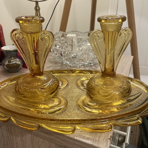 Bagley art deco amber glass - art,