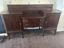 Georgian Revival Mahogany Bow Front Sideboard – English Antique Style 1930s