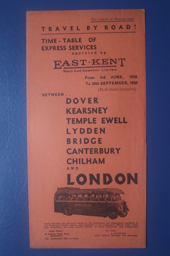 East kent coach timetable 1938 - kent,
