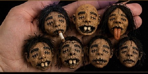 Handmade shrunken head oddity - shrunken,