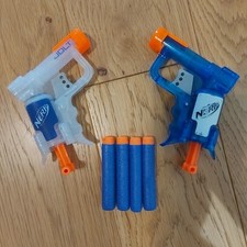 Rare Nerf Jolt 2 Pack Transparent Blue And White Blasters + 4 Nerf Darts