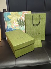 Authentic Gucci Green Embossed Gift Box + Gift Bag Cards Tissue Paper 36x20x13cm