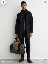 REISS Mens Navy Logan Overcoat