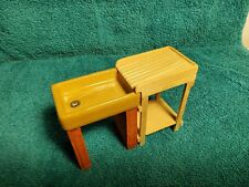 1:12 scale porcelain sink with wooden drainer vintage