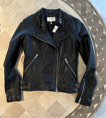 Reiss leather jacket - leather, black