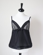 Princesse Tam Tam Black Cami Camisole Vintage Y2K - Cotton / Silk- Fit M / UK 12
