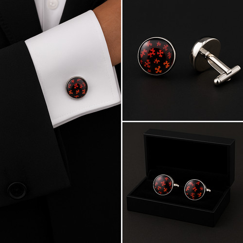 Jigsaw red cufflinks 16mm - jigsaw,
