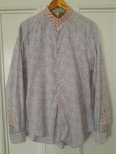 Robert Graham Long Sleeve Pink and Blue Floral Collarless Shirt size XL