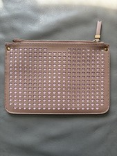 Pink Leather Pouch Clutch -