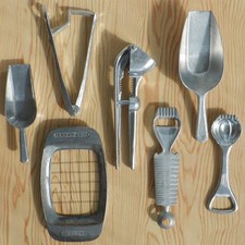 7 Vintage Kitchen Utensils Aluminium Garlic Press Scoop Westmark Stoner Decorex