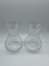 2 x Vintage Clear Blown Glass Hyacinth Bulb Forcing Vase with Conical Base 15cm