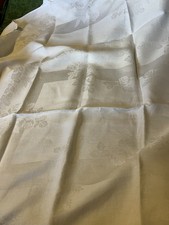 Vintage Irish Linen Tablecloth Damask Pattens 70” 72”